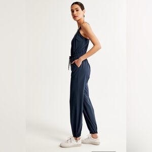 New! Abercrombie & Fitch Blue Jumpsuit with Wide-Leg Silhouette